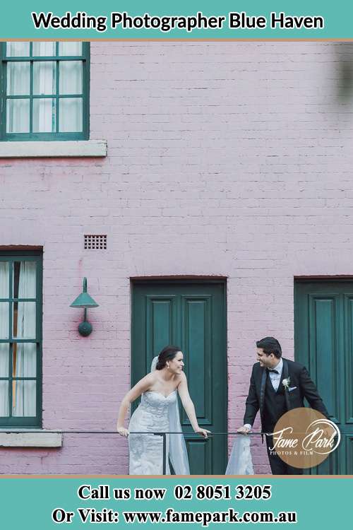 The Groom and the Bride look at each other smiling Blue Haven