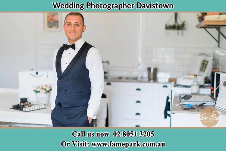 The Groom smiling on camera Davistown NSW 2251