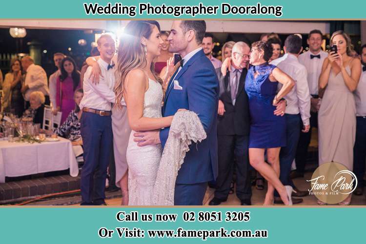 Photo of bride and groom dancing at the wedding reception Dooralong