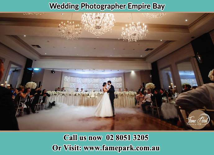 Photo of bride and groom dancing Empire Bay