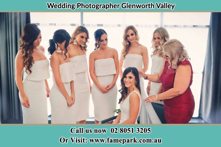 Photo of the Bride and the secondary sponsor preparing Glenworth Valley NSW 2250