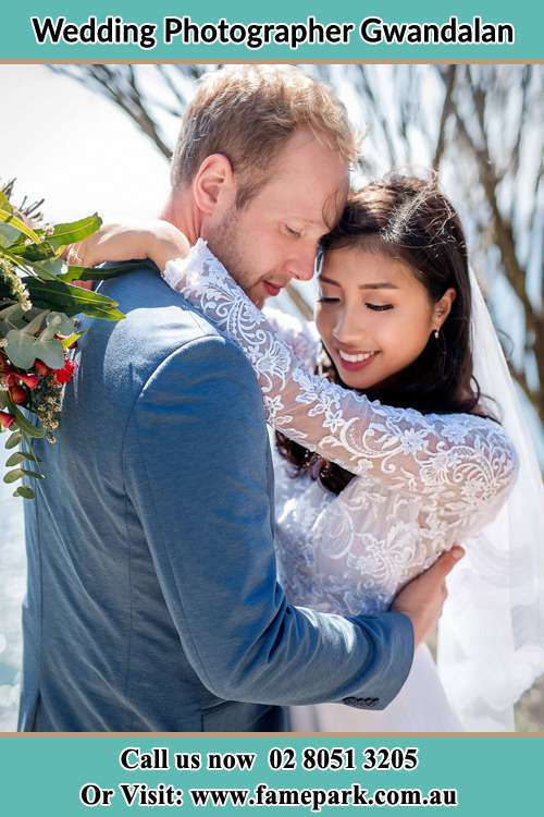 Bride and Groom hold each other Gwandalan