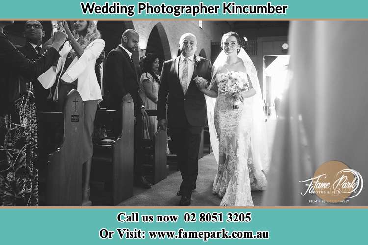 Bride and her Father walking on the aisle Kincumber