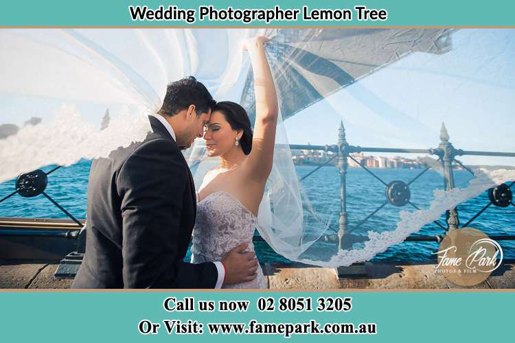 Photo of the Groom and the Bride kissing Lemon Tree NSW 2259