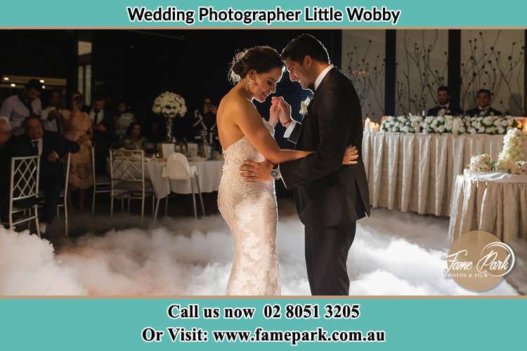 Photo of the Bride and the Groom dancing on the dance floor Little Wobby NSW 2256