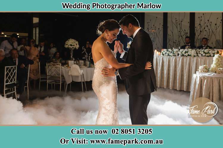 Photo of the Bride and the Groom dancing on the dance floor Marlow NSW 2775