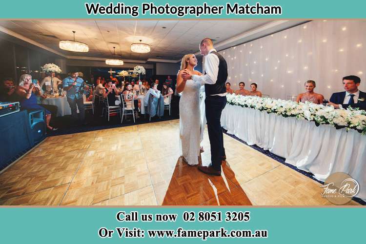 Photo of the Bride and the Groom dancing on the dance floor Matcham NSW 2250