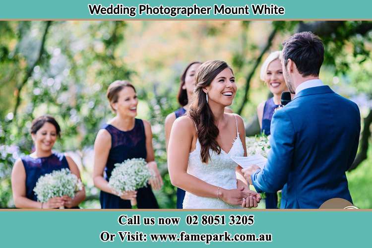 Photo of the Groom testifying love to the Bride Mount White NSW 2250