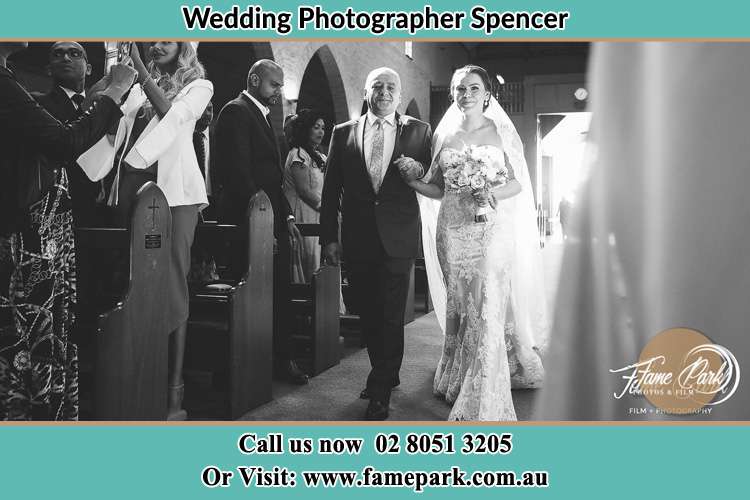 Photo of the Bride with her father walking the aisle Spencer NSW 2775