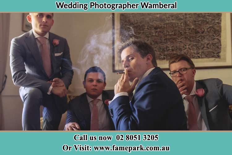 Photo of the Groom and the groomsmen relaxing Wamberal NSW 2260