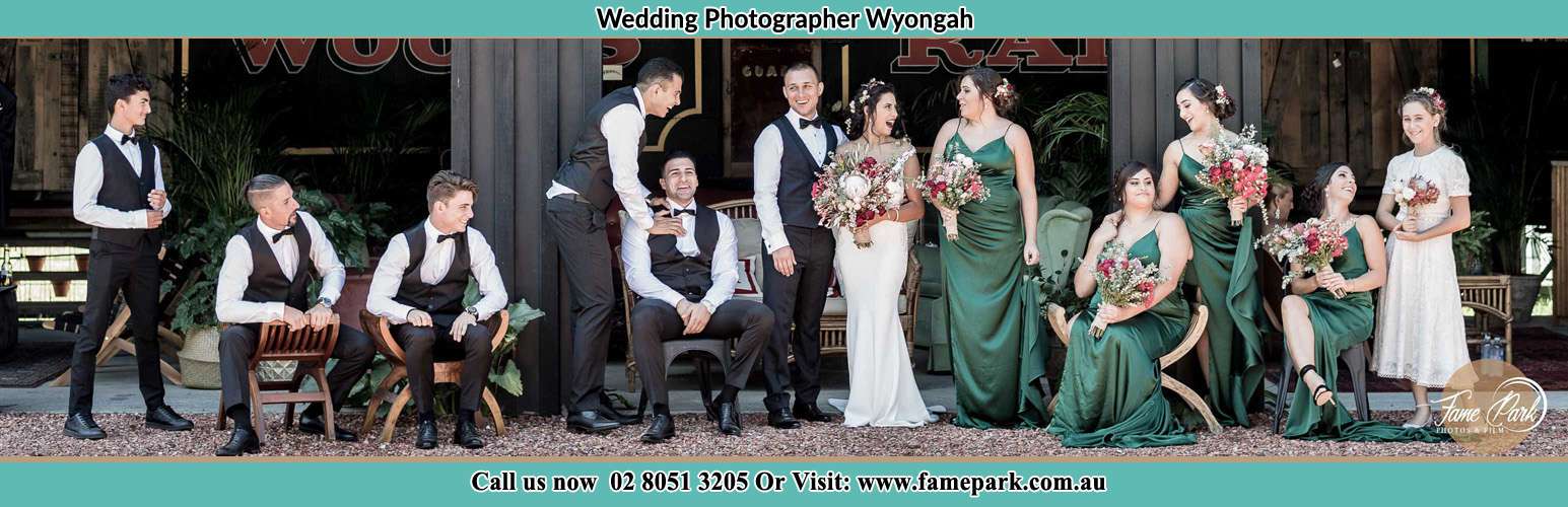 Bride and Groom with their secondary sponsor at the receiving area Wyongah